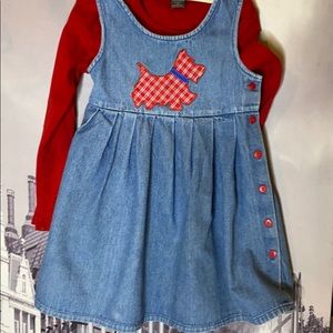 Soft Denim dress & with red shirt